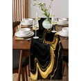 thumbnail image 4 of Marble Black Table Runner 72 Inches, Vintage Gold Art Abstract Farmhouse Bed Runner Dresser Scarves Tabletop for Indoor Outdoor Parties/Ceremony/Banquet, 16" x 72", 4 of 8