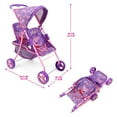 thumbnail image 3 of Peppa Pig: Doll Twin Stroller - Purple, Pink, Flowers - Seats 2 Dolls Up To 18", Foldable Design, Retractable Canopy, Adjustable Seats, Kid Toy Age 3+, 3 of 5