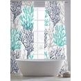thumbnail image 5 of Navy Blue Teal Grey Coral Coastal Sheer Curtains 108 Inch Length 2 Panels Set for Living Room/Bedroom, Summer Beach Nautical Ocean Curtain Drapes Rod Pocket Curtains Window Treatment 52''x108''x2, 5 of 7
