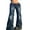 Blue, variant on Women Fashion Low-Waist Washed Jeans Flare Wide Leg Loose-Fit Jeans with Pockets