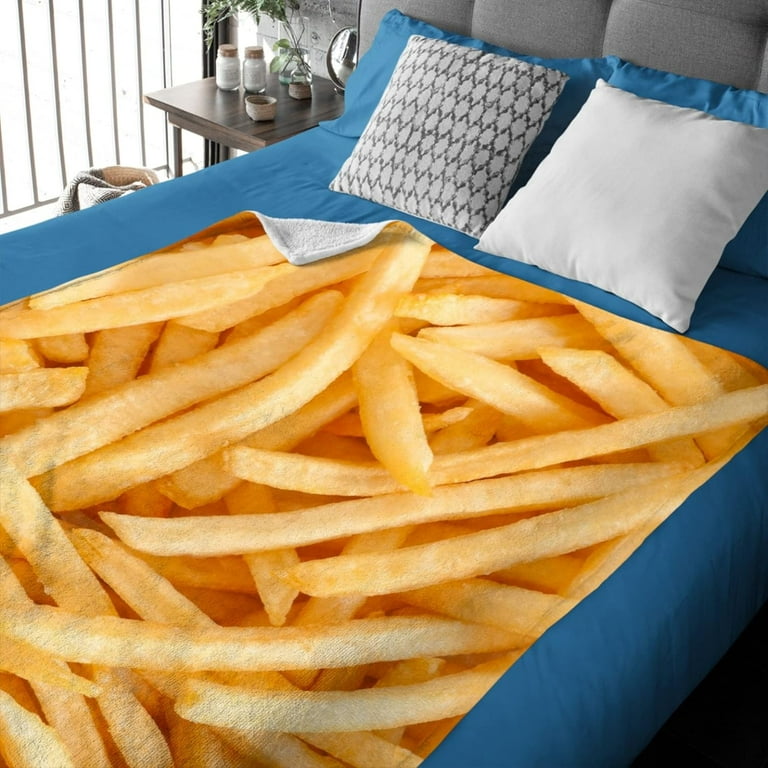 French Fries Print Microplush Blanket - 80x60 Inch, Lightweight Fleece, All Season Warmth For Couch & Bed 2 thumbnail image