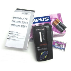 Dictaphone à Microcassette Olympus S725 Pearlcorder Avec écouteur Et 2 Cassettes