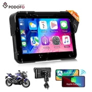 Podofo 5'' HD IPS Portable Touch Screen for Motorcycle with Wireless Carplay & Android Auto Screen,GPS Navigation,Waterproof,Siri Voice Control