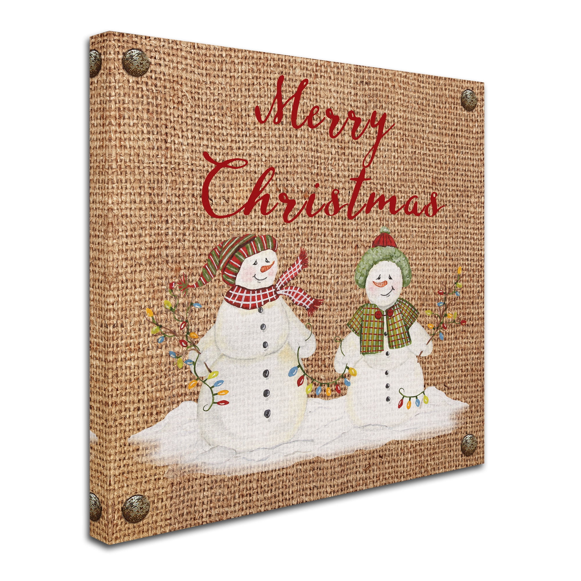 Trademark Fine Art 'Christmas On Burlap 1' Canvas Art by Jean Plout
