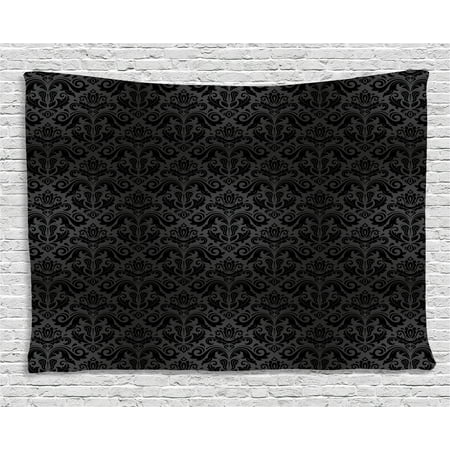 - Dark Grey Tapestry, Black Damask Arabesque and Floral Elements Oriental Antique Ornament Vintage, Wall Hanging for Bedroom Living Room Dorm Decor, 80W X 60L Inches, Black Grey, by Ambesonne