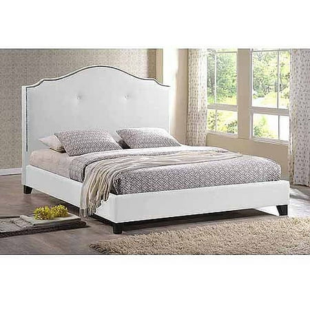 Baxton Studio Marsha Scalloped King Modern Bed With Upholstered