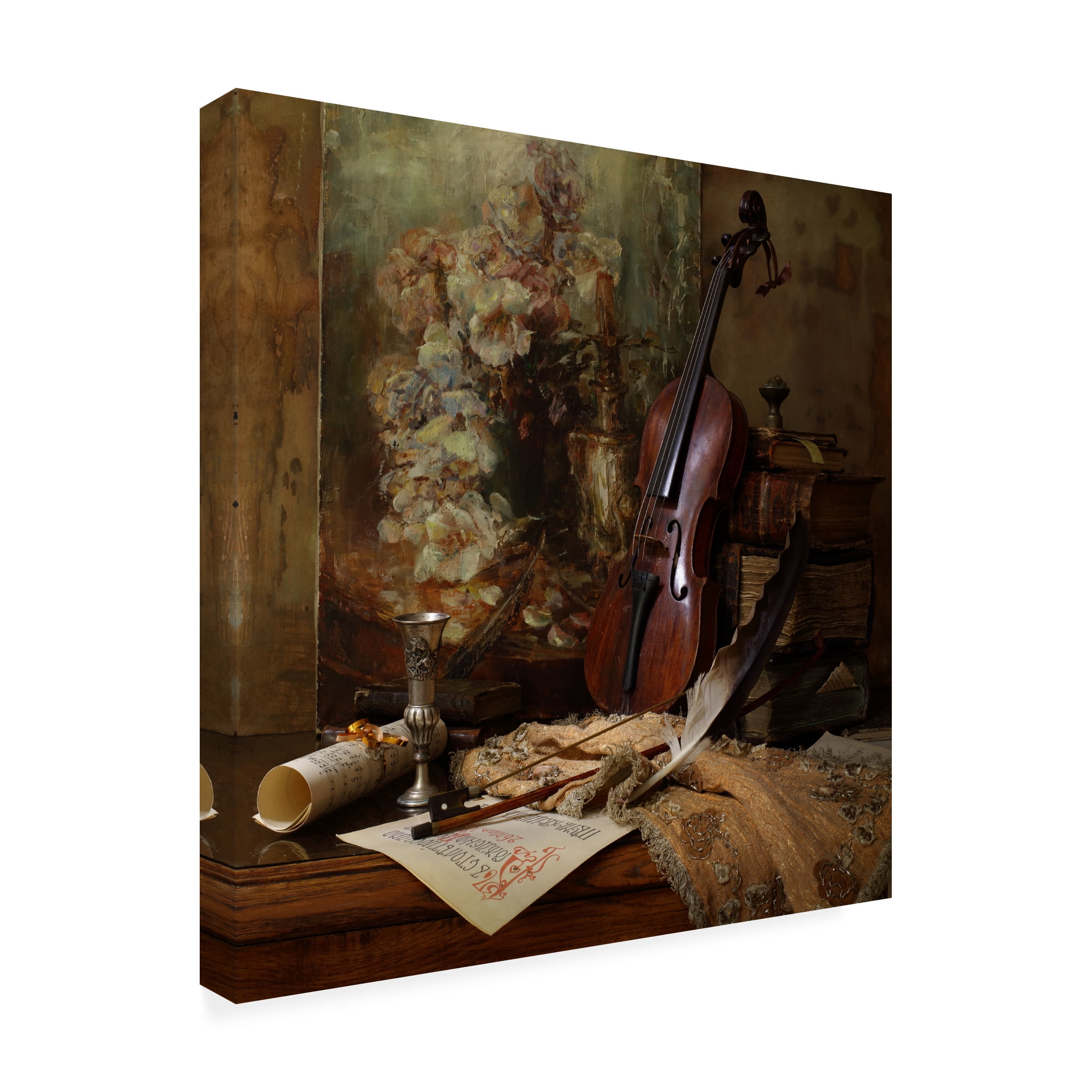 Andrey Morozov 'Still Life With Violin And Painting' Canvas Art
