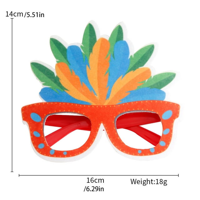 Xingzhi DIY Plume Eyeglasses Frame Carnival Decorative Glasses Funny Ball Stage Performance Mask Decoration Eyewear Photo Prop Red frame