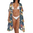 thumbnail image 2 of HELLHERO Rooster Floral Bathing Suit Cover Up High Quality Fabrics Loose Free Size Bikini Cover Up for Women, 2 of 5