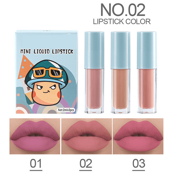 Fitcolor Lip Three-Piece Suit -2 - 3Pcs Black Lipstick Tube Set Lip Gloss High Pigmented Velvety Creamy Lipstick Proof & Non Stick Lip Stain Colors & Color Lips Makeup 2Ml*3Pcs, Easter Makeup Lip