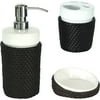 Elite Home Fashions 3-Piece Bathroom Accessory Set, Rattan-Dark Espresso