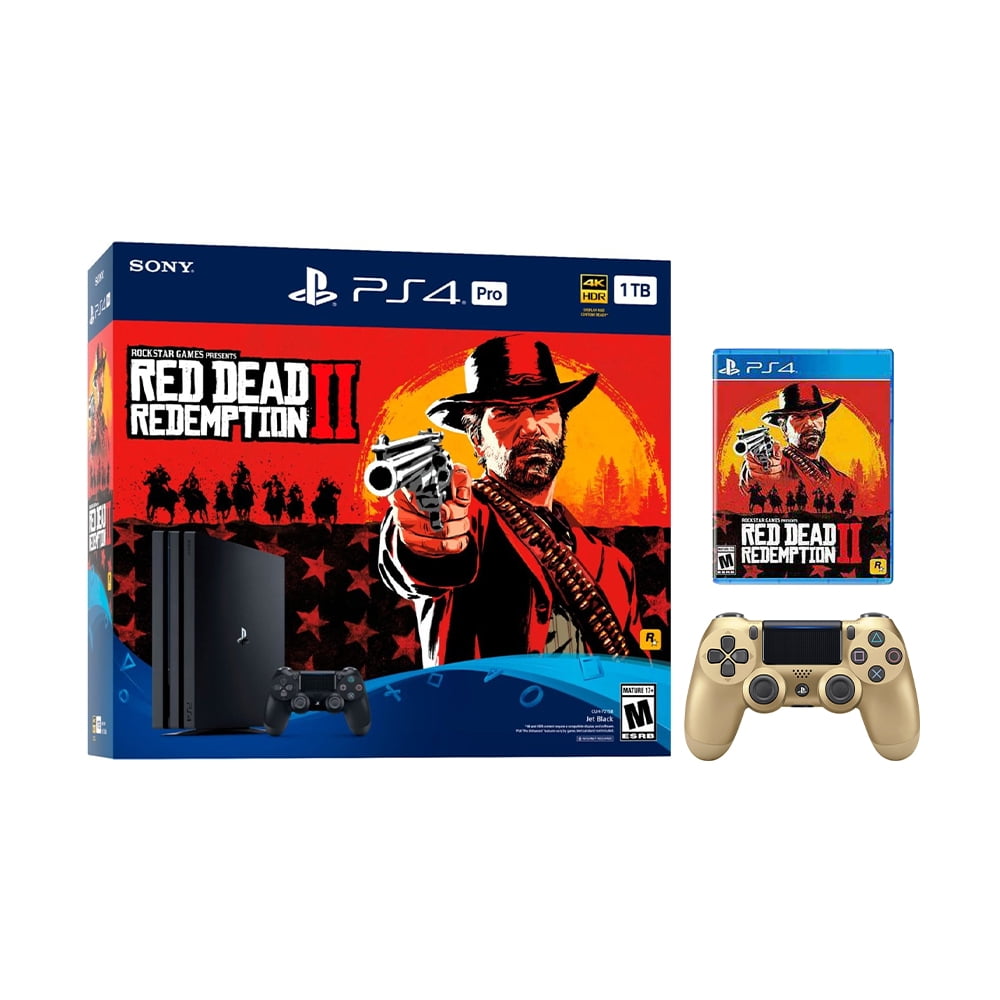 PlayStation 4 Pro 1TB Red Dead Redemption 2 Jet Black 4K HDR Gaming