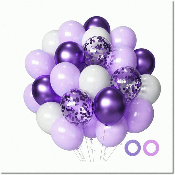 Lavender Dreams Balloon Set - 50 Pcs of 12inch Lavender, Light Purple, Lilac, Metallic & Confetti Balloons for Birthday, Baby Shower, Bridal Shower & Wedding Celebrations!