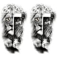 thumbnail image 1 of wonima02 2 Sheets Realistic Animal Temporary Tattoos Stickers Forest Lion Jesus Cross Old School Designs For Men Waterproof Arm Leg Fake Body Art, Gym & Parties Bold Masculine Decals, 1 of 1