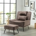 thumbnail image 4 of Andeworld Upholstered Accent Chair with Ottoman, Pillow, Grey, 4 of 7
