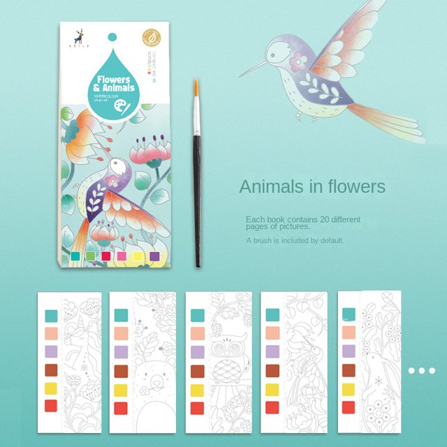 Libro de pintura de acuarela portátil para niños, pintura con agua, imagen de Graffiti Gouache para colorear, juguetes de dibujo, regalos, 20 hojas