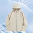thumbnail image 2 of Zivyakyron Quick Dry Rain Jacket Men Lightweight Windbreaker Long Sleeve Athletic Loose Solid Hooded Jackets Zip up Beige 2XL, 2 of 10