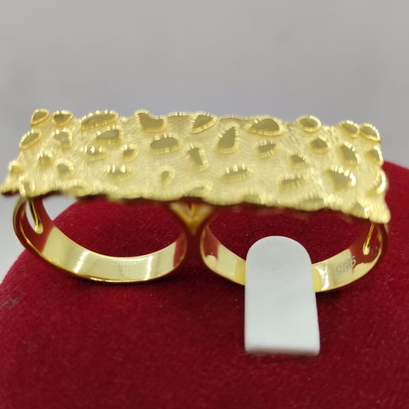 Men’s Rectangular Nugget Ring – Diamond Cut 14K Yellow Gold Plated 925 Sterling Silver Statement Ring