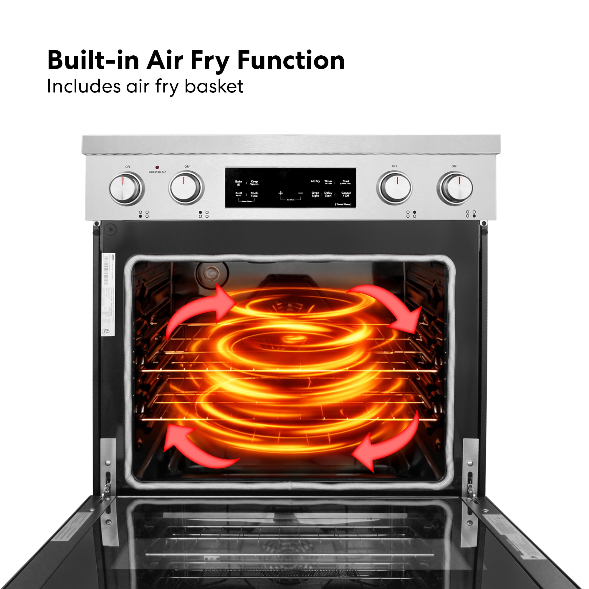 Cosmo 30 in. Stellar Collection 4.8 cu. ft. Electric Range, 4 Burner Ceramic Glass Cooktop, Convection Oven, Stainless Steel