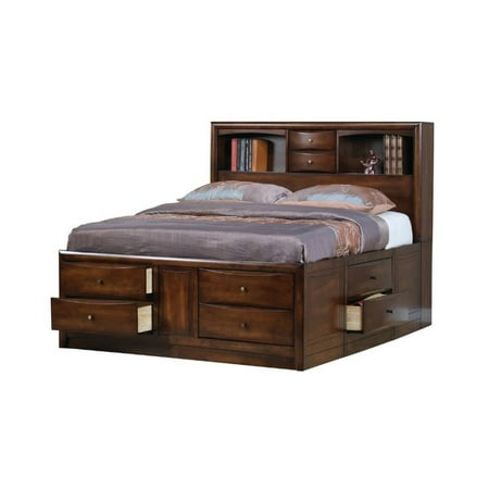 Coaster Walnut Storage Bookcase Bed in Warm Brown Finish