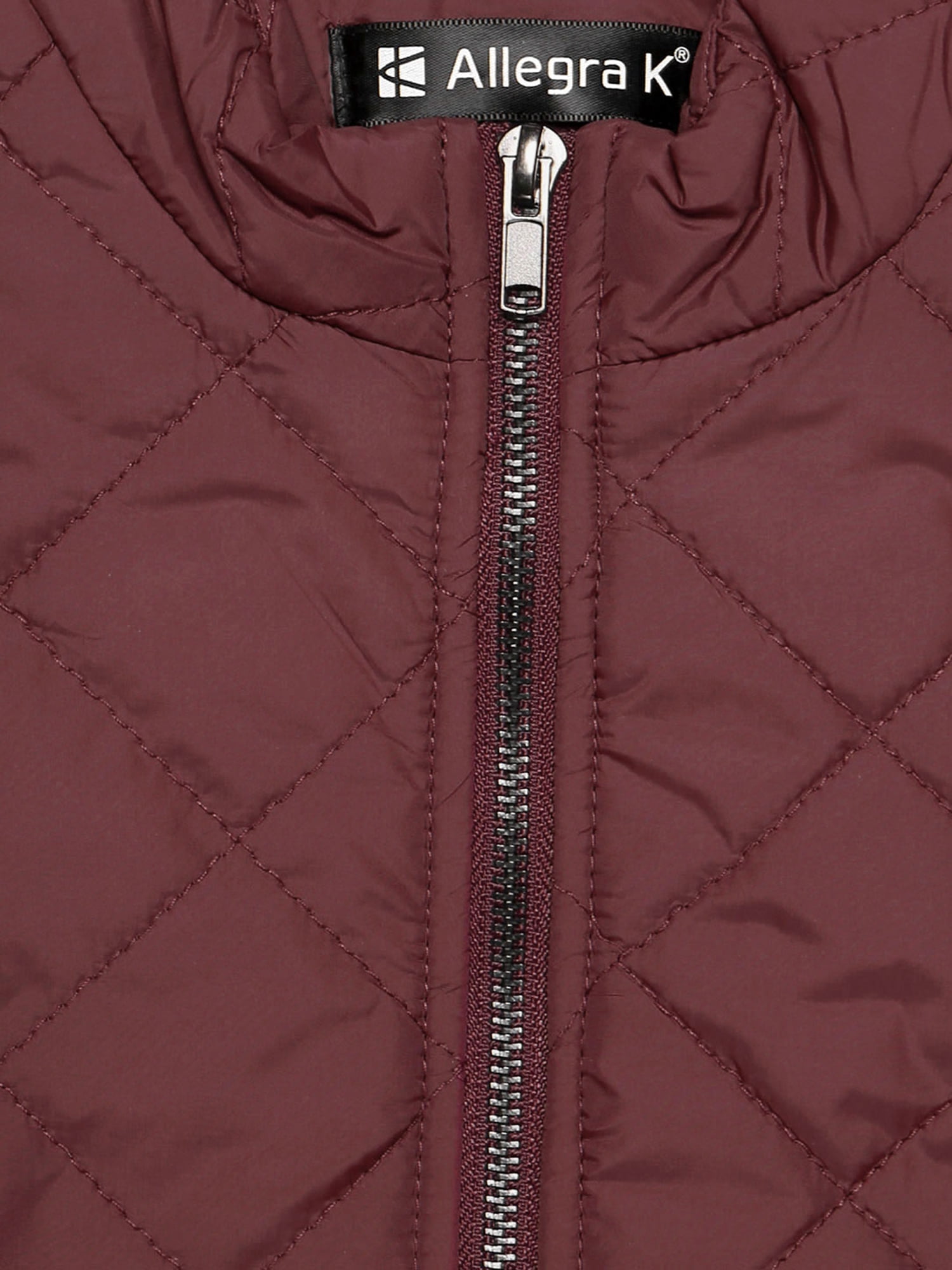 DARING DIVA Women's Zip Stand Collar Quilted Padded Vest XS Wine Red