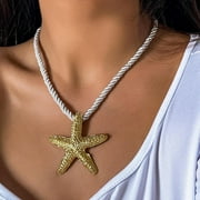 Starfish Necklace for Women Gold Shell Pendant Necklaces Seashell Charm Necklace Boho Puka Shell Summer Beach Surfer Jewelry Outfits Accessories