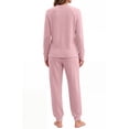 thumbnail image 6 of UVN Pajama Sets for Women Waffle Knit Lounge Sets Long Sleeve Henley Shirts and Long Pants Sleepwear 2 Piece Pjs Soft Comfy Loungewear with Pockets, 6 of 12