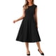 thumbnail image 1 of Vestido de trabajo elegante para mujer Inspire Chic, con mangas cortas, cintura ceñida, corte en A, color negro, 1 of 6