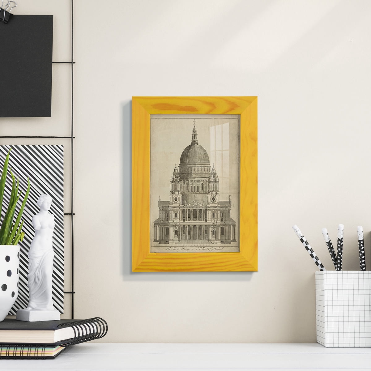 St. Paul's Cathedral -Framed Print w/glass-Sunflower Yellow
