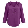 thumbnail image 7 of ZGRBOU Hoodies for Women V Neck Button Hooded Sweatshirts Roll Up Loose Cute Tops Cozy Lightweight Long Sleeve Tunic Shirts, 7 of 7