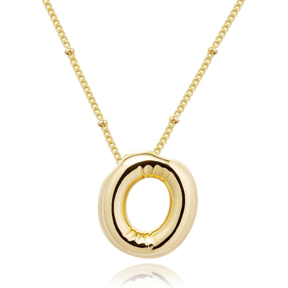 Gold Bubble Letter Necklace For Women, 14K Gold Plated Balloon Initial Letter Pendant Necklace Dainty Charm Initial Necklaces For Women Trendy Chunky Custom Name Necklace Gold Jewelry For Wo[Z1991]