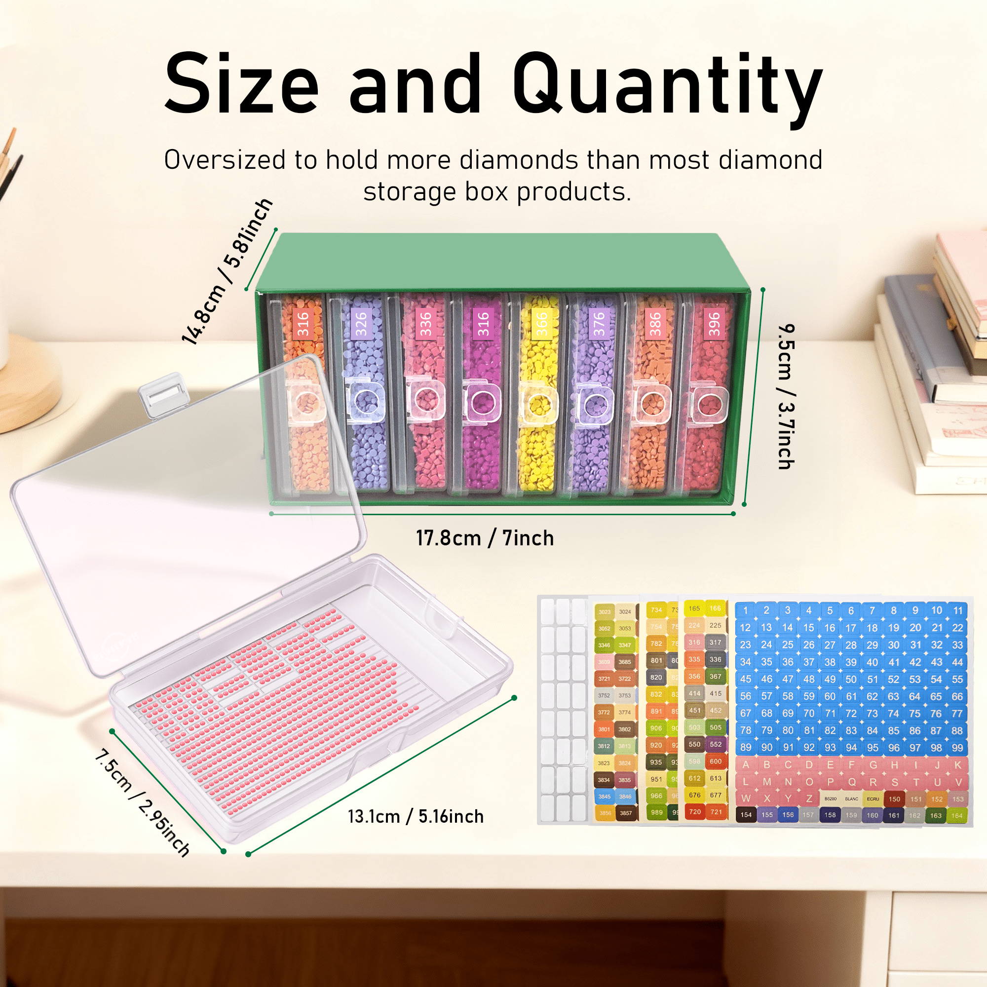 Sumekar 8PCS Extra Large Diamond Art Kits Tray Tool,Diamond Painting Accessories,2-in-1 Diamond Art Trays with Lids(Clear)