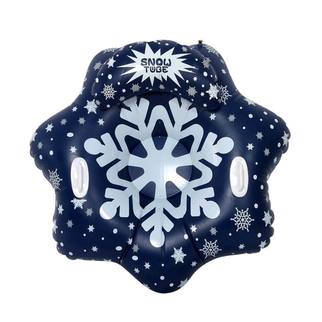 Inflatable Snow Tube Sled - Backrest Design Winter Sledding Mat for Adults Kids (120cm). PVC Skiing Saucer