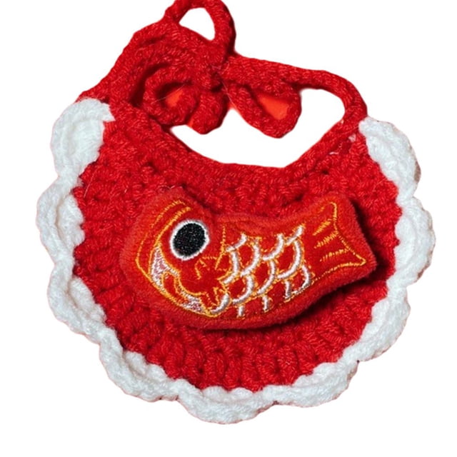 Babero de Punto EZLIFE Rojo para Mascotas Año Nuevo Tejido a Mano con Cuello Ajustable