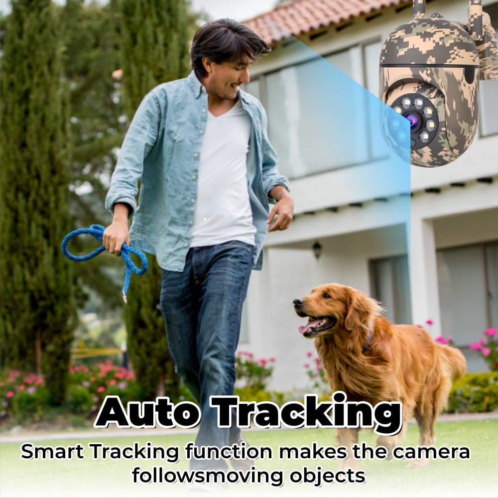 Outdoor Camouflage PTZ Security Camera, 1080P Full-Color Night Vision, Dual Antenna 2.4G WiFi, Motion Detection, Two-Way Audio, Waterproof Surveillance Camera.