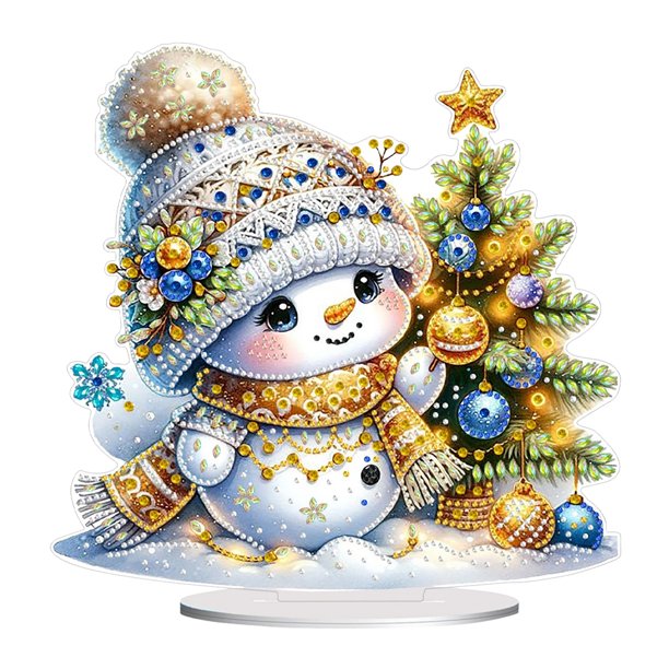Kits Arte Diamantes Escritorio Mesa Bonita Con Muñeco Nieve Navidad