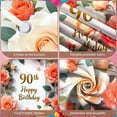 thumbnail image 3 of Pink Roses 90th Birthday Banner Golden Lettering  Display Floral Decor Pink Background Floral Backdrop for 90th Birthday Party Senior Celebration Family Gathering, 3 of 8