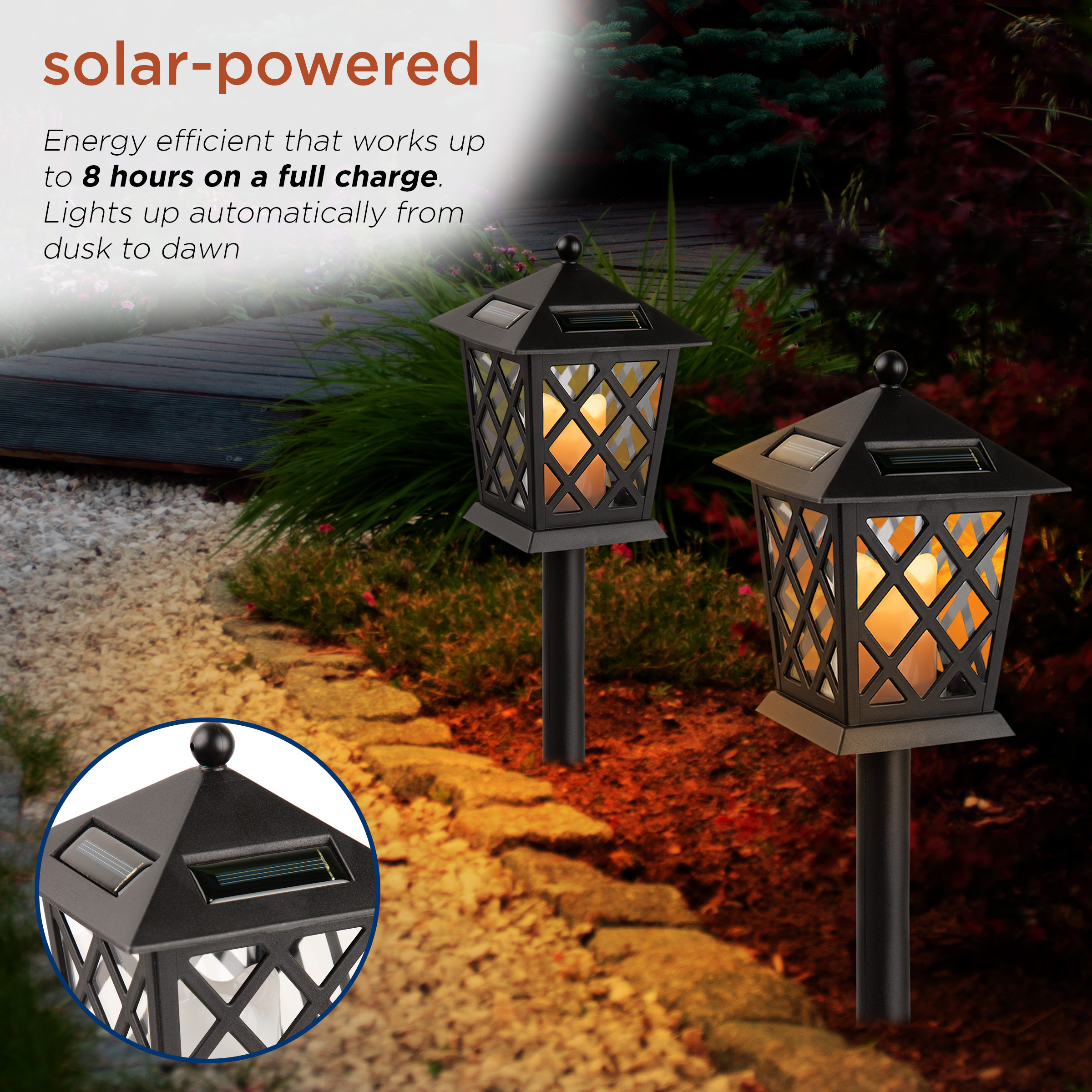 Alpine Corporation 16" Outdoor Metal Solar LED Light Pathway Stakes, Set of 4, Black