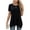 Black, variant on MOYIKO Women's Short Sleeve Swing T-Shirt Flowy Asymmetrical Hem Tee Loose Fit Casual Tops