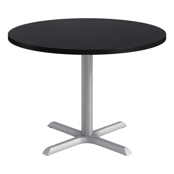 KFI Studios 42in Round Dining Table - Charcoal Top - Silver Base