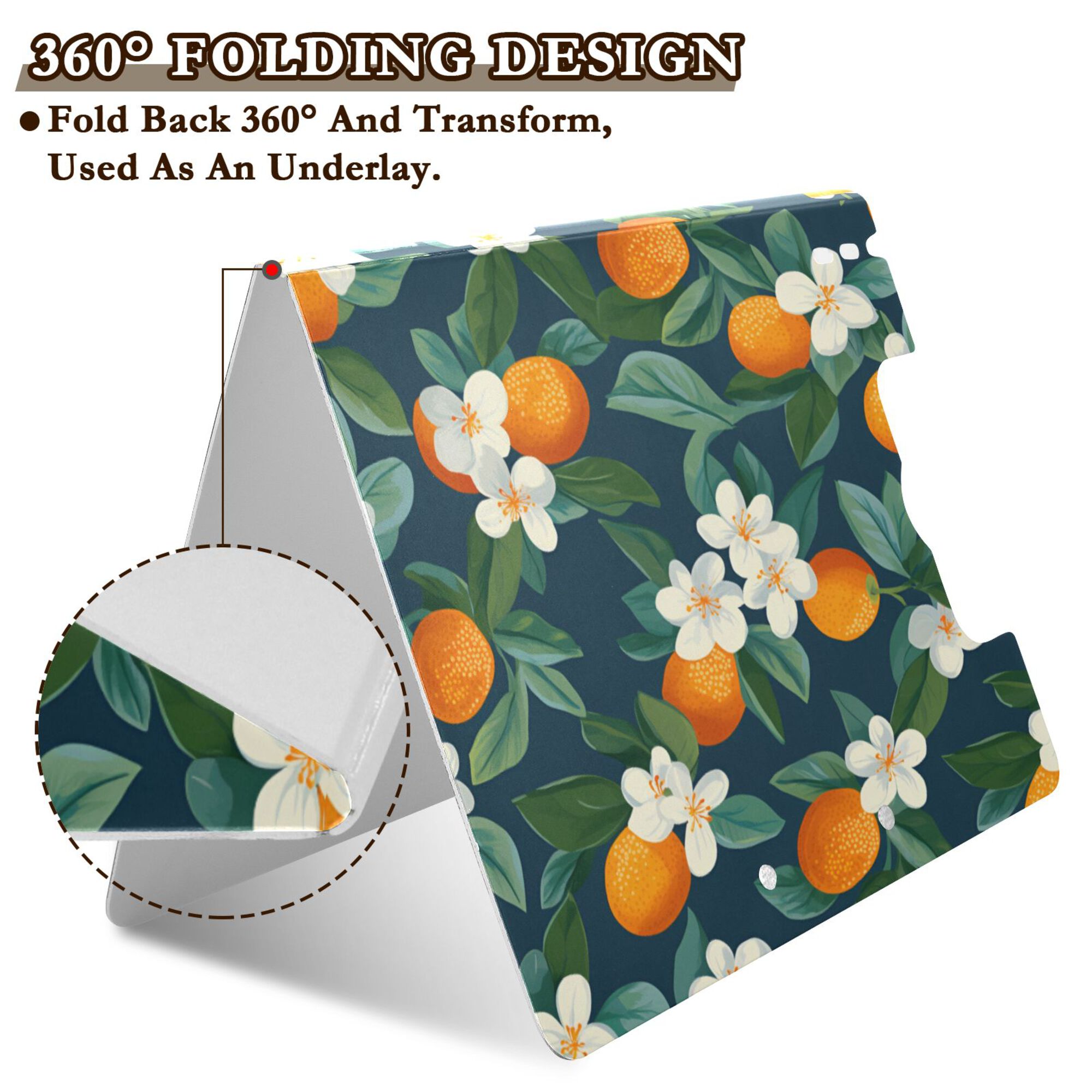 FORMRS A4 Clipboard Folder with Pen Holder Horizontal Foldable School Office Binder, Orange Fruit