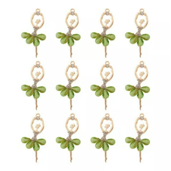 GKNET 20pcs Ballerina Charms Inlaid Rhinestone Resin Ballet Dancer Pendants 60mm-Lime Green