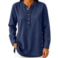 thumbnail image 2 of Womens Denim Shirt Long Sleeve Button Down Shirt Casual Jean Shirt Jacket Vintage Denim Blouses Tops with Pockets Blue XXL, 2 of 6