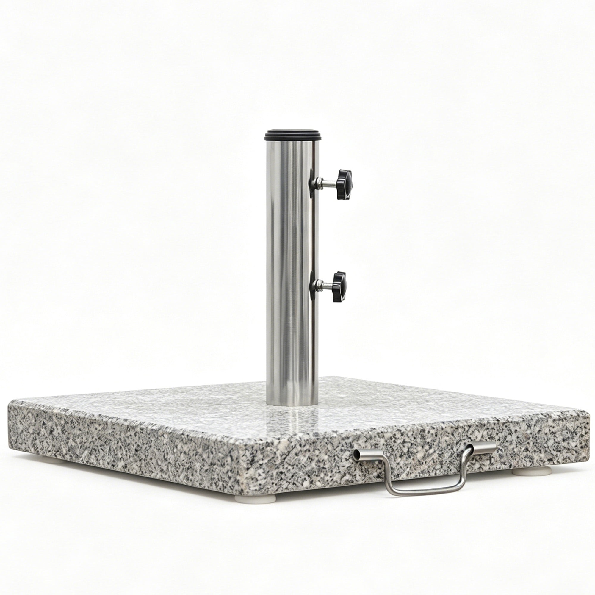 Abble 66 lbs  Heavy Duty Square Granite Umbrella Base Stand with Wheels and Handle in Gray