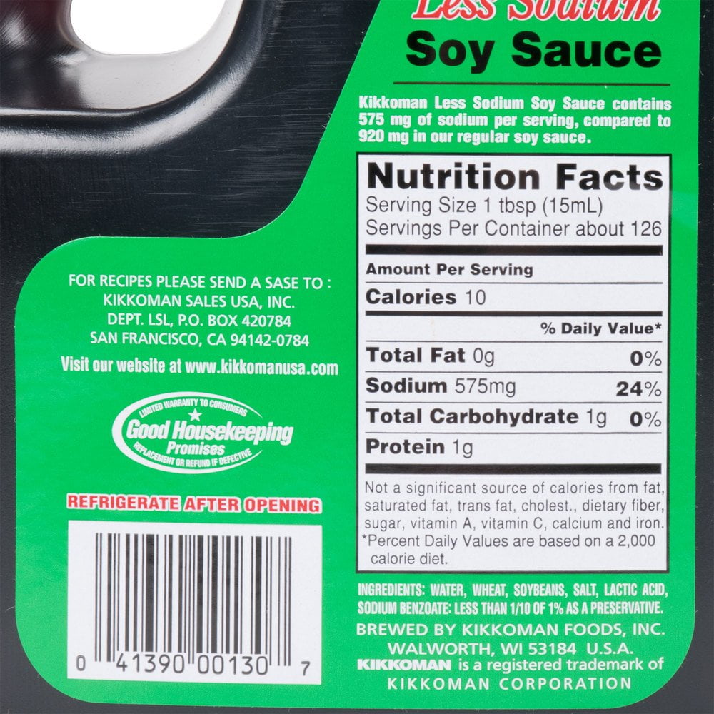 Kikkoman Soy Sauce Nutrition Label