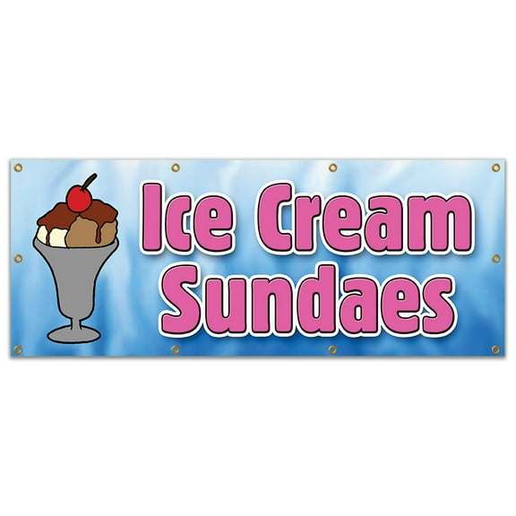 36"x96" ICE CREAM SUNDAES BANNER SIGN cones float banana split egg cream waffle