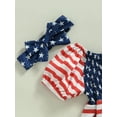 thumbnail image 4 of Coduop Baby Girl Ruffled Short Sleeve Stars Stripes Dress Jumpsuit Headband Independence Day Set, 4 of 7