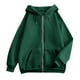 thumbnail image 4 of sudadera con capucha y cremallera de manga larga de color sólido de moda casual para mujer verde oscuro / l, 4 of 5