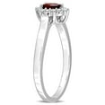 thumbnail image 3 of 1/4 Carat (Ctw) Garnet Drop Ring in Sterling Silver with Halo Diamonds for Women, 3 of 5