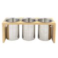 thumbnail image 1 of Flatware Caddy Stainless Steel Cutlery Holder With Wood Base, 1 of 4